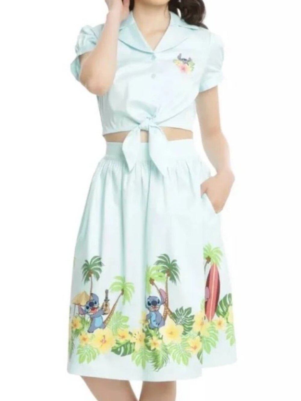 Disney Lilo & Stitch Border Print Retro Tropical 2-Piece Top 2X/Skirt 3X Set